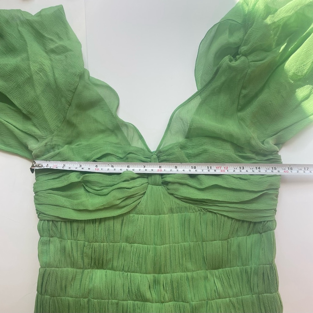 Chloé Gazon Green Silk Chiffon Ruched Maxi Dress T 42  us 6 Made in France - Picture 2 of 9
